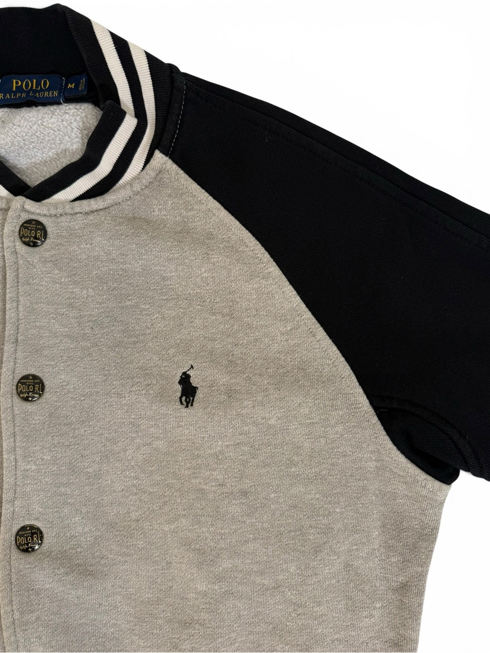 Polo Ralph Lauren Gray Black Bomber Jacket Men’s Medium - Picture 4 of 14